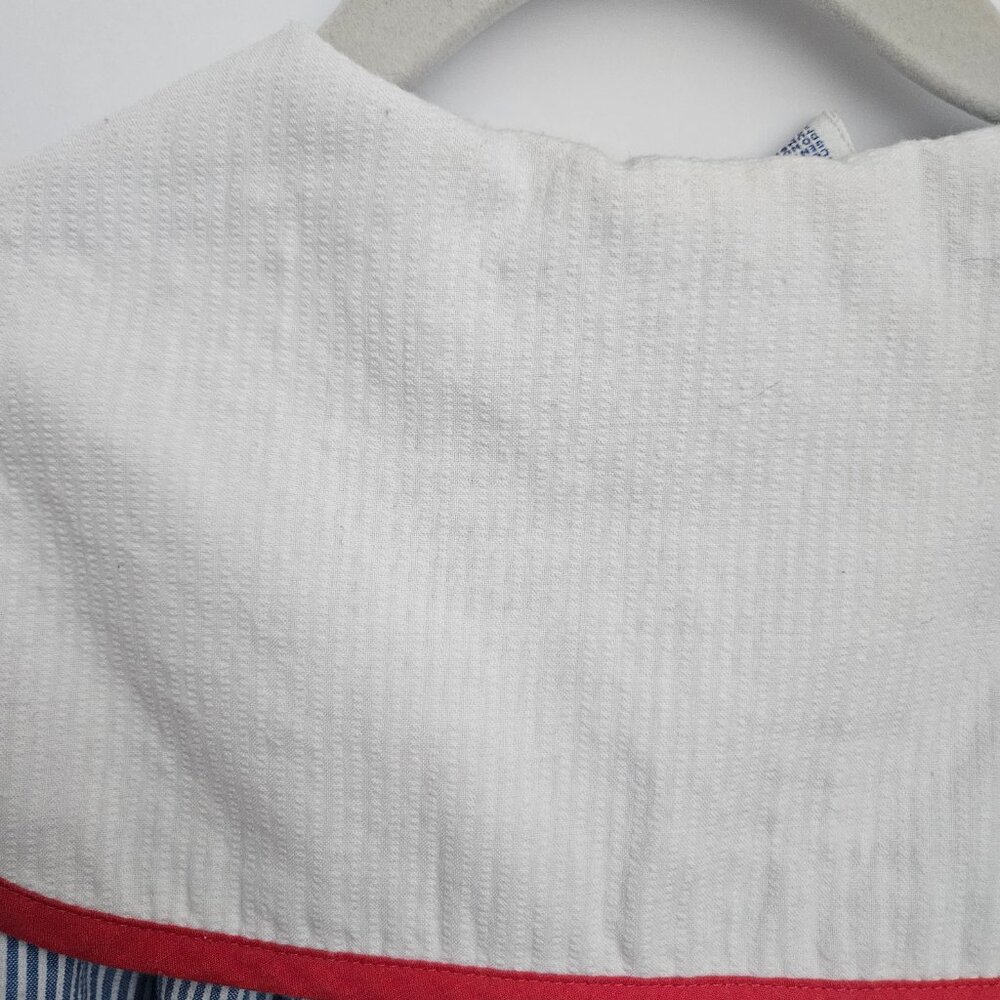 VTG Youngland Nautical Sailor Seersucker Dress Blue & White with Red Trim - Picture 8 of 15